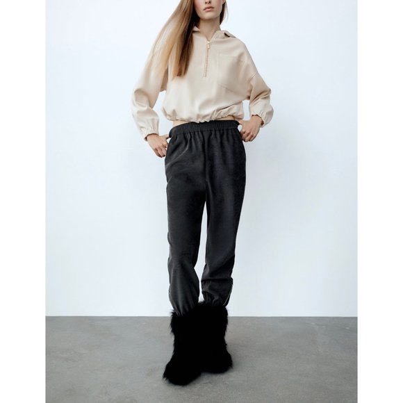 Zara Zipped Jogging Pull On Trousers M NWT - Picture 4 of 9
